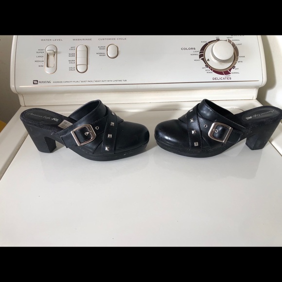 AE faux leather studded moto clogs 8.5M black. - Picture 4 of 5